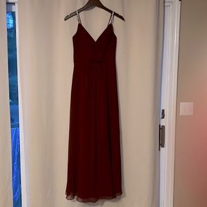 Size 2 David’s Bridal long dress, burgundy (wine) color